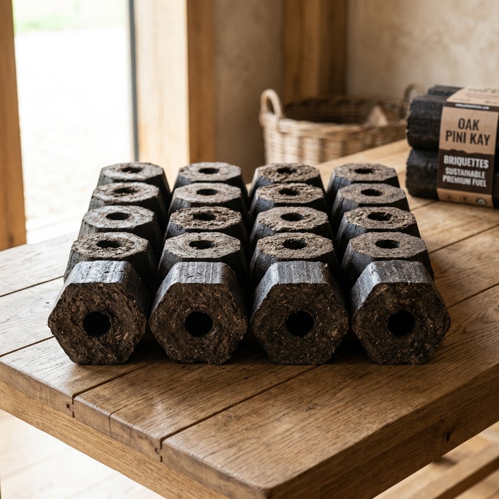 Briquettes de bois Pini Kay — Chêne pur extrudé (Paquet 10 kg)