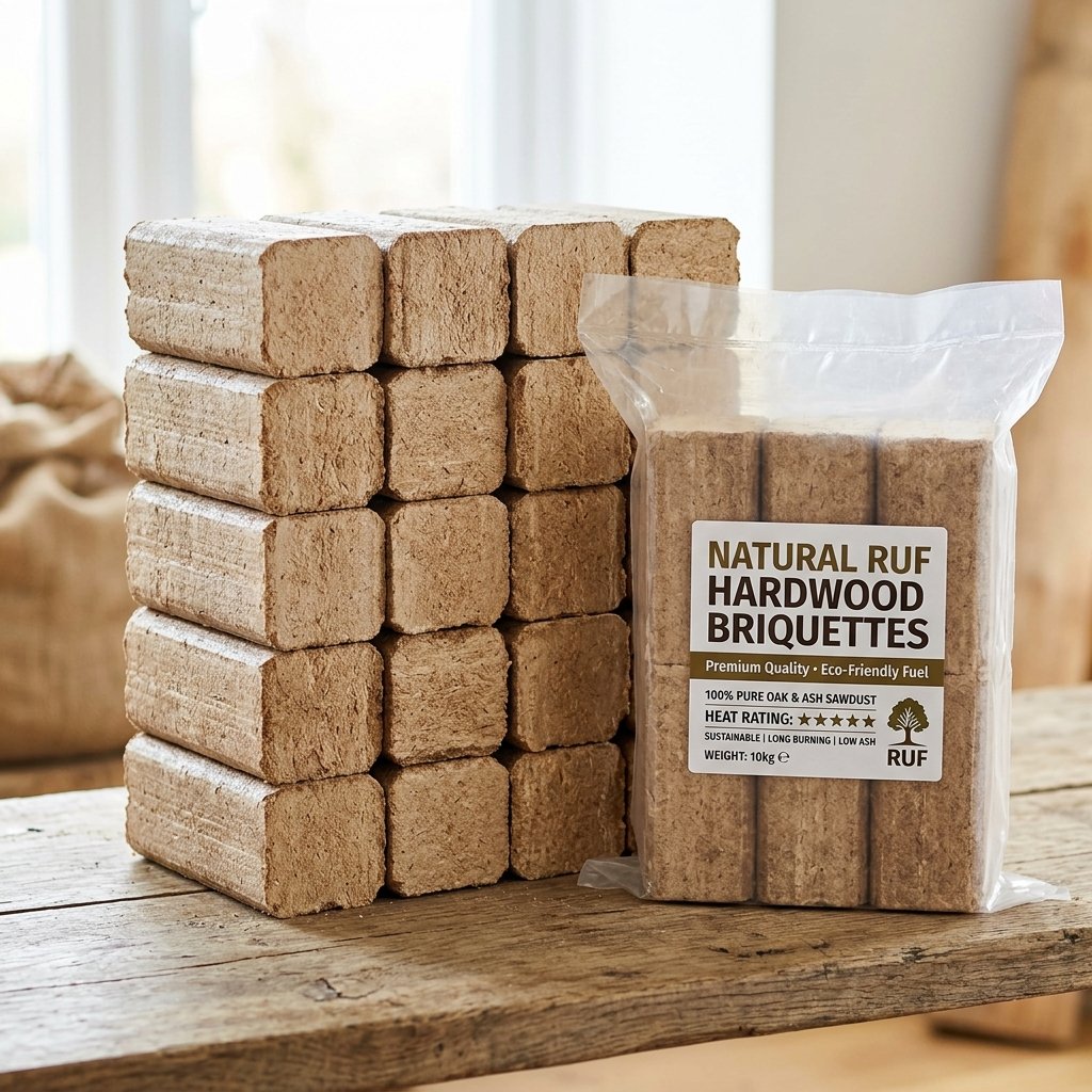Briquettes de bois RUF — Chêne & Hêtre (Paquet 10 kg)